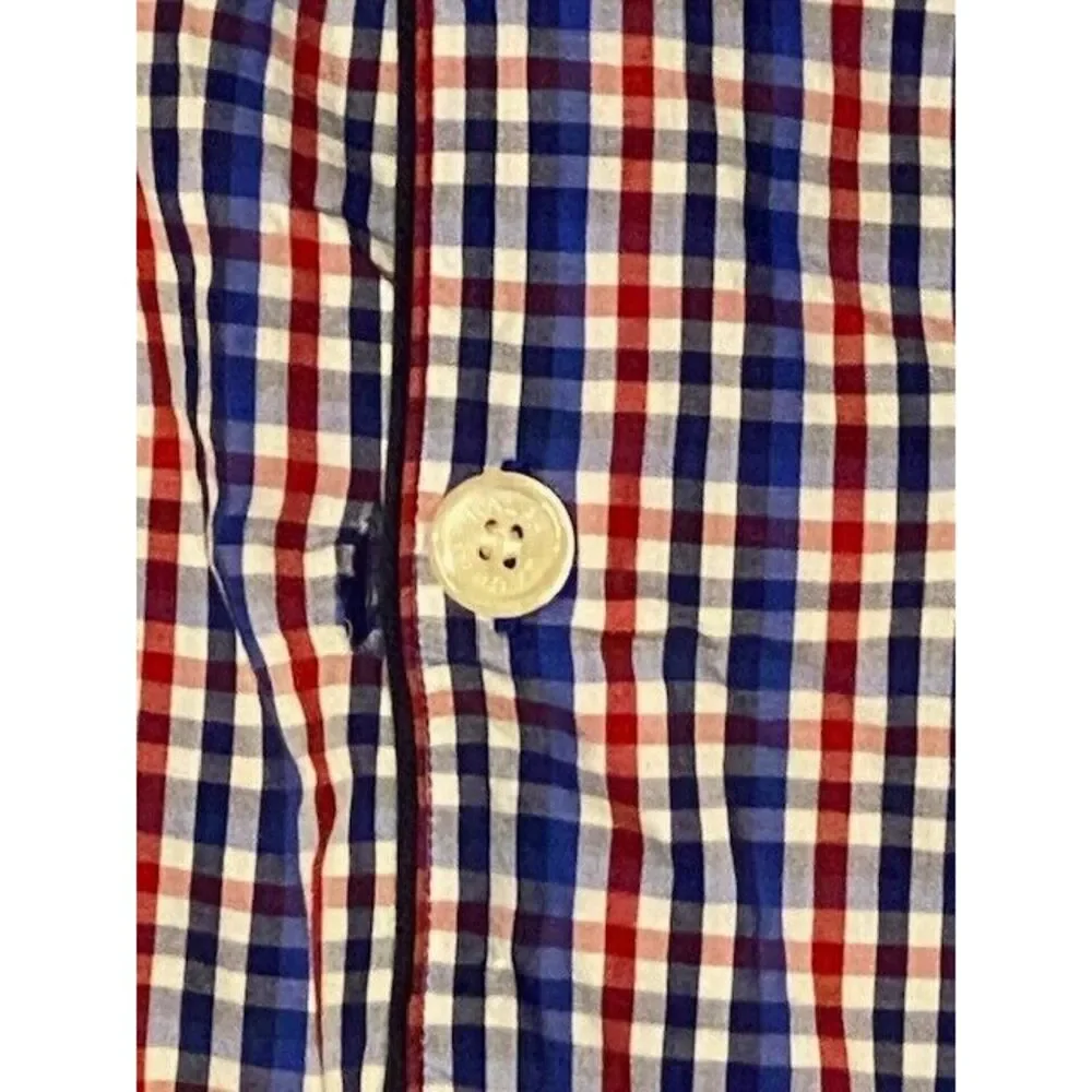 RALPH LAUREN POLO‎ large SLEEPWEAR long sleeve Button Down. plaid RED/WHITE/BLUE